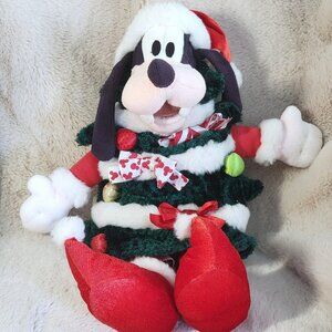 Disney 2010 Festive Goofy Plush Christmas Tree Santa Hat Disneyland 12”